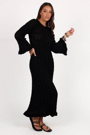 Colter Long Sleeve Maxi Dress – Black