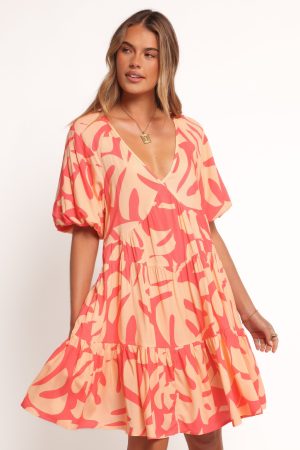 Corinna Mini Dress – Coral Print