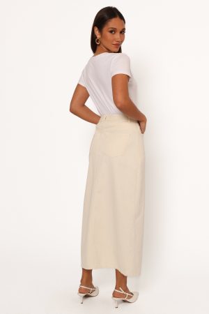 Kellen Corduroy Midi SKirt – Cream