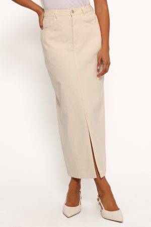 Kellen Corduroy Midi SKirt – Cream