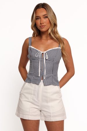 Danella Top – Navy Gingham