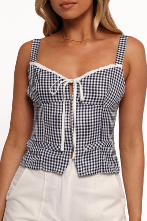 Danella Top – Navy Gingham