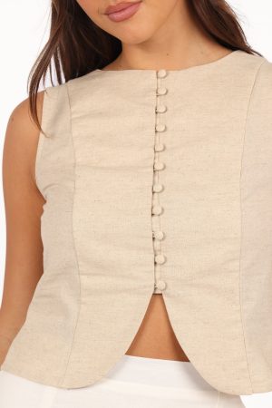 Daniella Linen Vest – Oatmeal