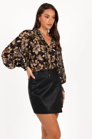 Rebecca Faux Leather Mini Skirt – Black