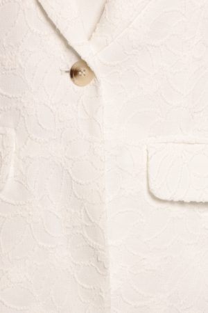 Darian Lace Knit Single Button Blazer – Off White