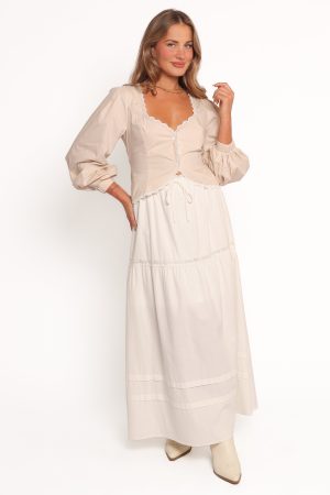 Darlia Tiered Maxi Skirt – White