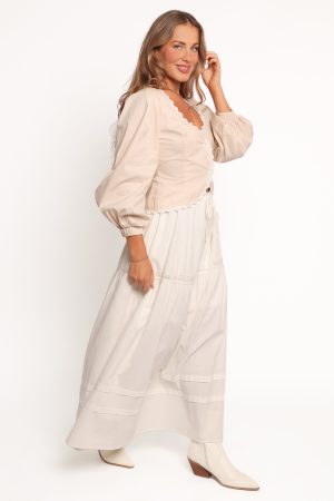 Darlia Tiered Maxi Skirt – White