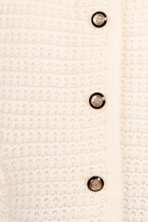 Decket Button Front Cardigan – White