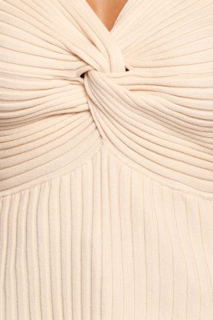 Demi Twist Detail Knit Top – Cream
