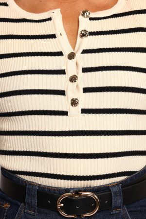 Deni Henley Bodysuit – Stripe