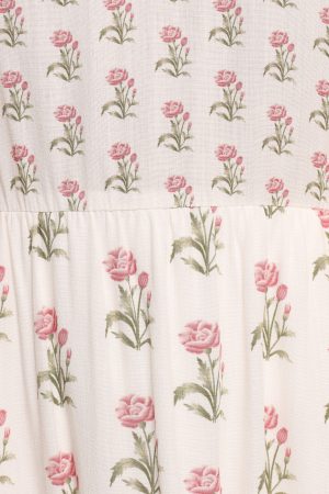 Echo Midi Dress – White/Pink