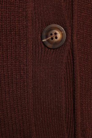 Eden Button Front Cardigan – Brown