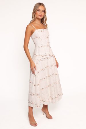 Eleanora Midi Dress – White Floral