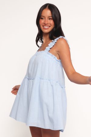 Elena Mini Dress – Light Blue