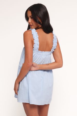 Elena Mini Dress – Light Blue