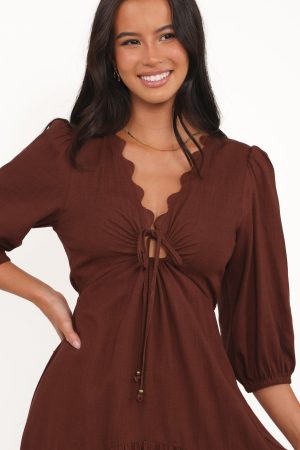 Eleonara Midi Dress – Chocolate