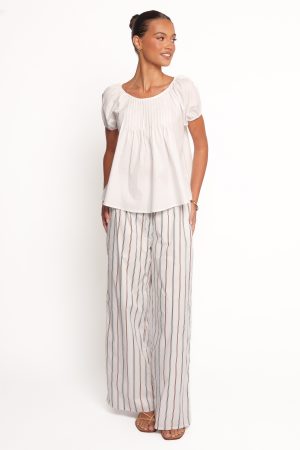 Abbott Pleated Top – White