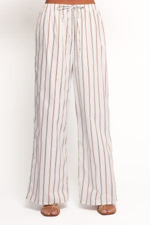 Ember Cotton Pants – Blue Brown Stripe