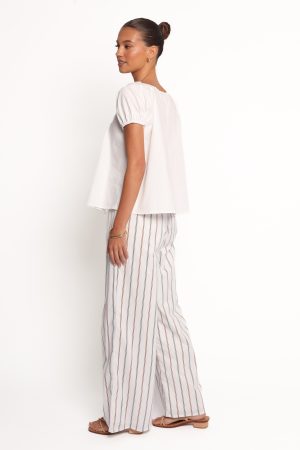 Ember Cotton Pants – Blue Brown Stripe