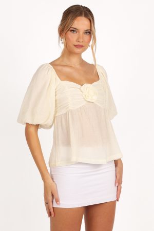 Emerson Rosette Top – Ivory