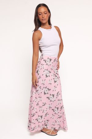 Evie Maxi Skirt – Pink Floral