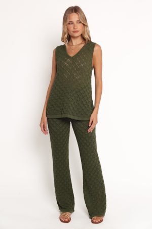 Sable Textured Knit Top – Olive