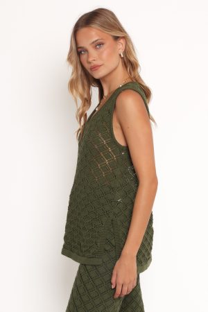 Sable Textured Knit Top – Olive