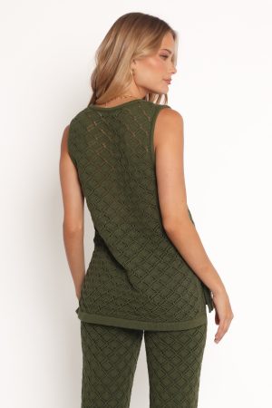 Sable Textured Knit Top – Olive