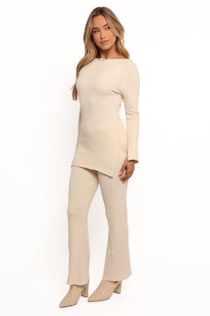 Beeba Ribbed Knit Pants – Cream