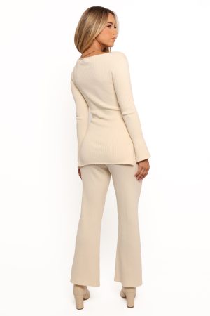Beeba Ribbed Knit Pants – Cream