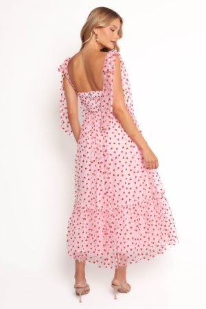 Floret Midi Dress – Red Hearts