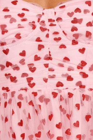 Floret Midi Dress – Red Hearts