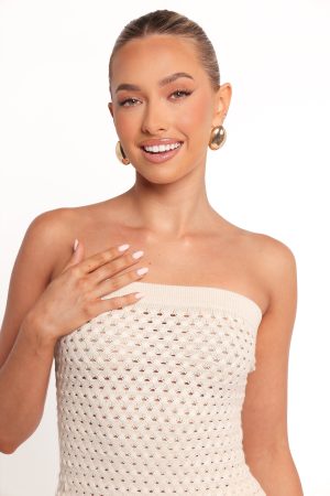 Fonte Strapless Knit Top – Cream