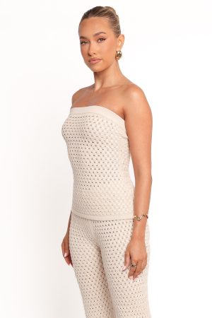 Fonte Strapless Knit Top – Cream
