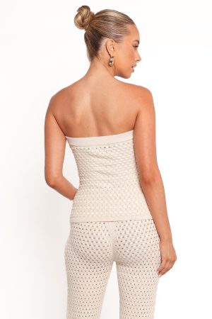 Fonte Strapless Knit Top – Cream