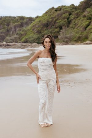 Fonte Strapless Knit Top – Cream