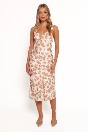Franny Midi Dress – Cream Brown Floral