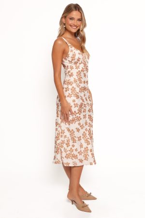 Franny Midi Dress – Cream Brown Floral