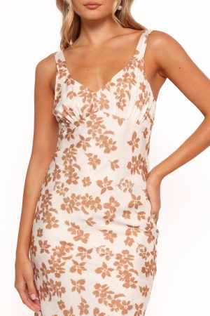 Franny Midi Dress – Cream Brown Floral