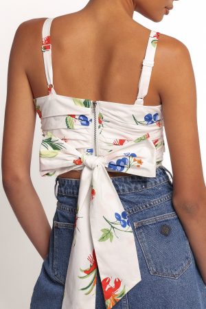 Geneva Tie Top – Off White Red