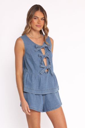 Graciana Denim Short Set – Blue