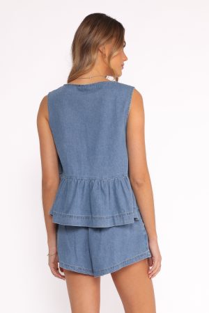 Graciana Denim Short Set – Blue