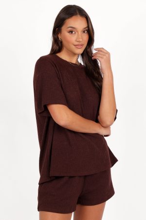 Granger Knit Short Set – Chocolate Brown