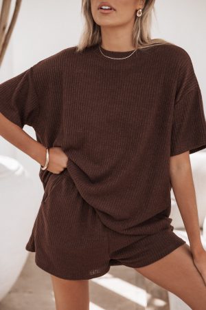 Granger Knit Short Set – Chocolate Brown