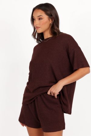Granger Knit Short Set – Chocolate Brown