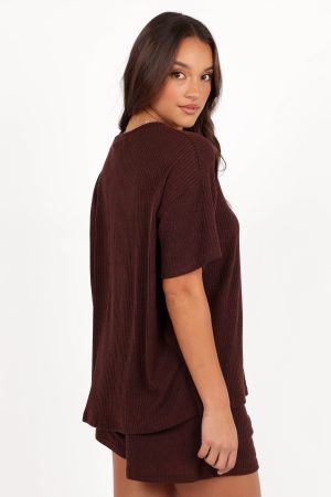Granger Knit Short Set – Chocolate Brown