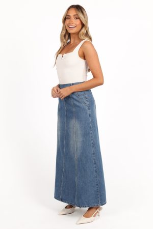 Gwen Denim Skirt – Mid Wash Denim