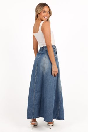Gwen Denim Skirt – Mid Wash Denim