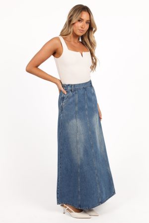 Gwen Denim Skirt – Mid Wash Denim