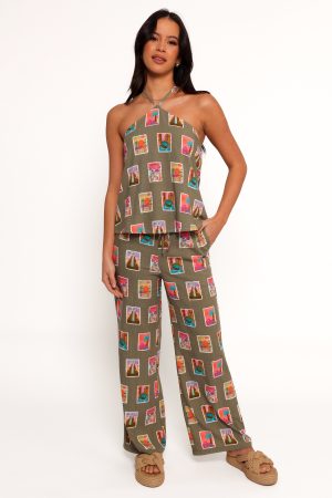 Henri Halter Top – Olive Print